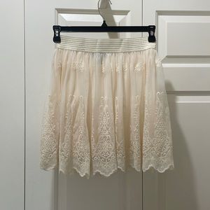 Forever 21 cream tulle embroidered skirt